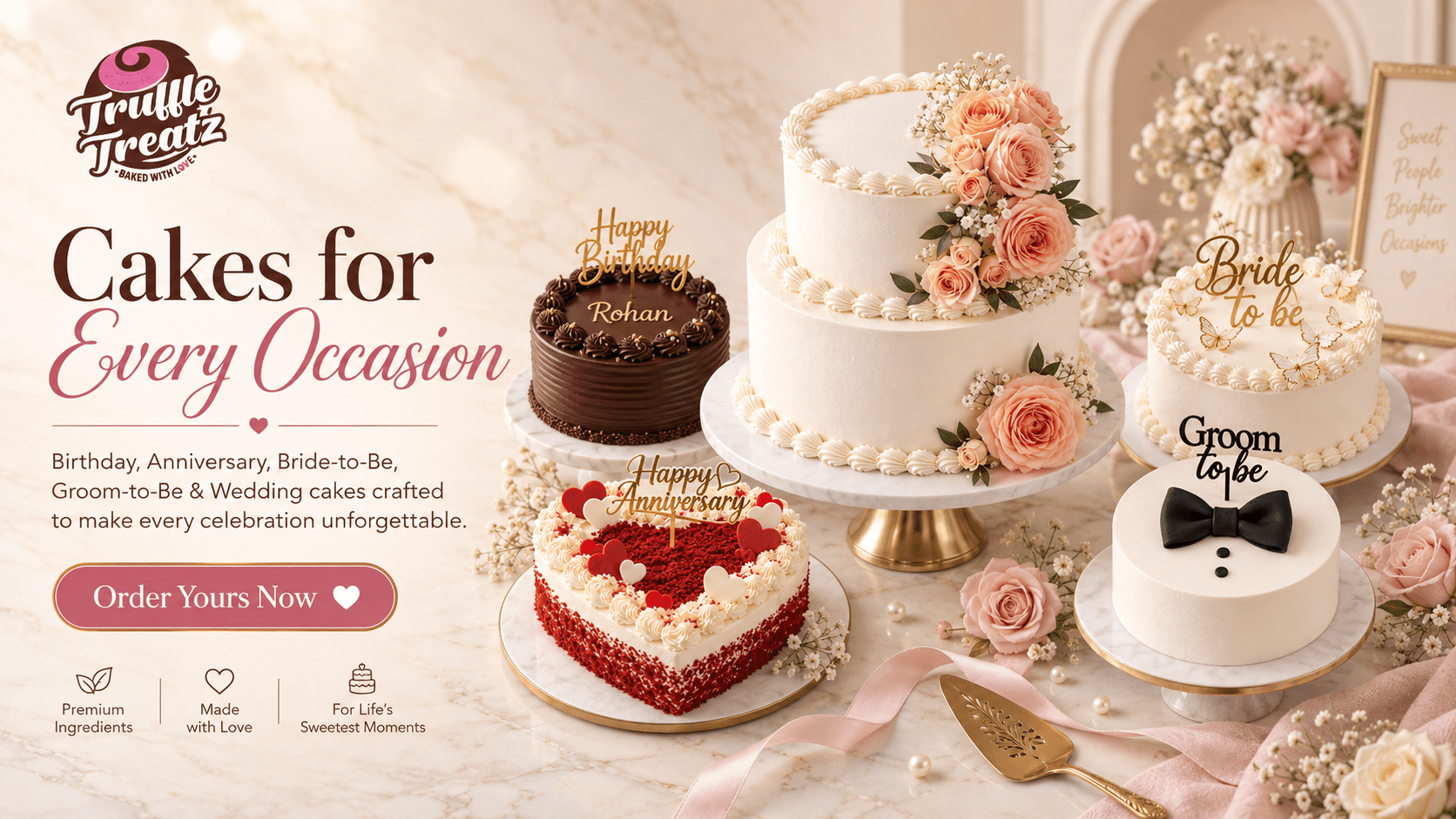 Cakes for Every Occasion — birthday, anniversary, bride-to-be, groom-to-be and wedding cakes from Truffle Treatz